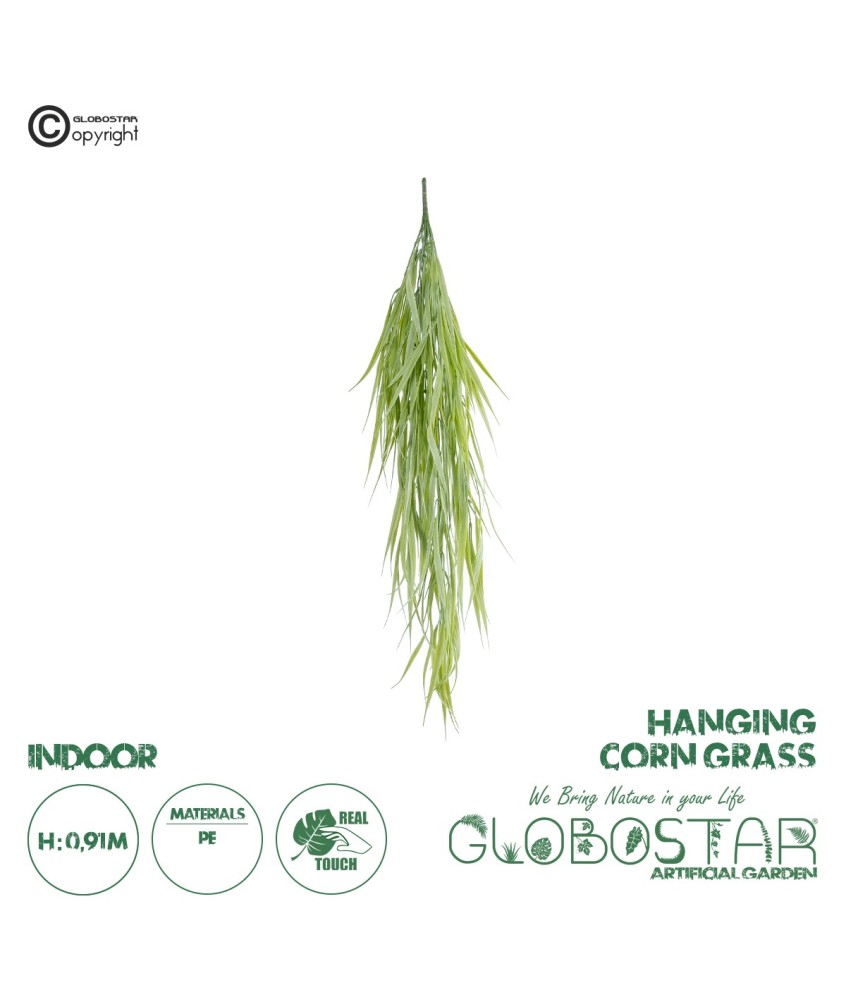 GloboStar® Artificial Garden HANGING CORN GRASS  20827 Τεχνητό Διακοσμητικό Κρεμαστό κλαδί Καλαμπόκι Μ23 x Π10 x Υ91cm